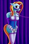  2015 bdsm bit_gag blouse bondage bound chastity_belt clothing collar corset equine female friendship_is_magic gag horn horn_ring jewelry leash mammal my_little_pony quakehoof sassy_saddles_(mlp) unicorn 