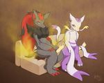  ambiguous_gender facesitting fart fart_fetish hair human mammal mienshao nintendo pok&eacute;mon raised_tail rikuaoshi sitting smothering sofa video_games zoroark 