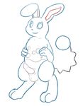  anthro azumarill balls erection lagomorph looking_at_viewer male mammal nintendo nude penis pok&eacute;mon posexe rabbit rodent simple_background smile solo video_games white_background 