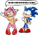  amy_rose balls breasts clothing dialogue dickgirl erection intersex nipples penis perverted_bunny sonic_(series) sonic_the_hedgehog 
