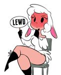  blush caprine crossed_legs english_text female leggy_lamb mammal reaction_image sheep sign solo text thick_thighs unknown_artist 