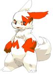 3_toes :3 ambiguous_gender chubby looking_at_viewer nintendo nori open_mouth pixiv pok&eacute;mon simple_background solo toes video_games zangoose 