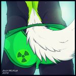  andymcnub anthro briefs butt clothed clothing half-dressed male nebby radiation rear_view sergal solo sunny topless underwear 
