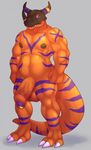  anthro anthrofied balls barefoot big_penis digimon digital_media_(artwork) dinosaur flaccid front_view furry-specific_piercing genital_piercing greymon horn horn_piercing humanoid_penis male musclegut nipple_piercing nipples nude partially_retracted_foreskin penis penis_piercing piercing prince_albert_piercing scalie shadowpelt solo standing uncut vein veiny_penis 