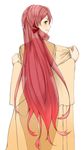  &gt;:) akashi_(kantai_collection) ass from_behind grin hair_ribbon highres kantai_collection long_hair looking_back nanao_(aoyamahikari) pink_hair red_ribbon ribbon see-through_silhouette simple_background smile solo thigh_gap tress_ribbon v-shaped_eyebrows very_long_hair white_background yellow_eyes 