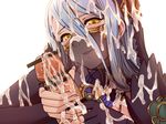  aqua_(fire_emblem_if) bar_censor blue_hair blush bukkake censored cum cum_on_clothes cum_on_fingers cum_on_hair ejaculation facial fingerless_gloves fingernails fire_emblem fire_emblem_if gloves hair_between_eyes handjob looking_at_viewer magic open_mouth out_of_frame parted_lips penis saijou_satoru see-through simple_background smile solo_focus veil white_background yellow_eyes 