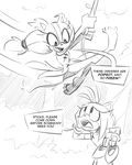  amy_rose badger barefoot black_and_white chinese_dress clothing dialogue dress duo english_text epictones female footwear hedgehog mammal monochrome mustelid open_mouth shoes smile sonic_(series) sonic_boom speech_bubble sticks_the_jungle_badger text vines 