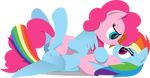  2015 absurd_res alpha_channel blue_eyes cute cutie_mark duo earth_pony entwined_tails equine eye_contact female feral friendship_is_magic hair hi_res horse hug lying mammal multicolored_hair my_little_pony on_back on_front pink_hair pinkie_pie_(mlp) pony purple_eyes rainbow_dash_(mlp) rainbow_hair smile zacatron94 