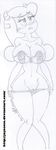  2015 anthro areola big_breasts blush breasts caprine chun-ni clitoris clothed clothing erect_nipples female front_view fur genital_piercing goat hair horn jojocoso mammal mature_female miracle_star monochrome navel nipples piercing pussy pussy_piercing shy simple_background skimpy standing thick_thighs tongue traditional_media_(artwork) underwear undressing white_background 