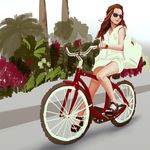  bicycle ground_vehicle long_hair original riding sandals sbc sketch solo sunglasses 