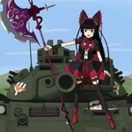  commentary_request electro gate_-_jieitai_ka_no_chi_nite_kaku_tatakaeri gothic_lolita ground_vehicle halberd lolita_fashion military military_vehicle motor_vehicle polearm rory_mercury solo tank type_74 weapon 