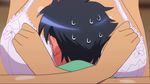  1girl animated animated_gif between_breasts bra breast_smother breasts dark_skin face_between_breasts head_between_breasts huge_breasts kurusu_kimihito long_hair monster_girl monster_musume_no_iru_nichijou ogre tionishia underwear 