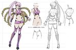  back character_request character_sheet concept_art female kagami_hirotaka lilith-soft monochrome nipples pink_hair ponytail saya_(taimanin_asagi) saya_neo smile taimanin_asagi taimanin_asagi_battle_arena translation_request 