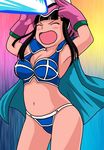  black_hair breasts chi-chi_(dragon_ball) chichi child cleavage dragon_ball eyes_closed highres hime_cut open_mouth simple_background younger 