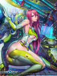  android ass breasts chaos_drive highres large_breasts long_hair looking_at_viewer ozma purple_eyes red_hair solo underboob 