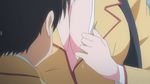  1boy 1girl animated animated_gif breasts kanokon large_breasts minamoto_chizuru oyamada_kouta pasties squeezing undressing 