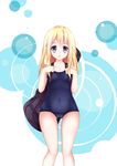  1girl blonde_hair blue_eyes breasts long_hair miyazono_kawori navel open_mouth shigatsu_wa_kimi_no_uso swimsuit 