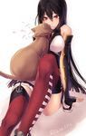  bad_id bad_twitter_id banned_artist black_hair dog kantai_collection kyara36 long_hair nagato_(kantai_collection) red_eyes solo thighhighs 