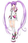  arm_behind_back bow detached_sleeves expressionless full_body inomata_mutsumi kneehighs long_hair official_art pink_bow purple_eyes purple_hair shirt shoes shorts solo sophie_(tales) standing tales_of_(series) tales_of_graces twintails white_background white_legwear white_shorts 