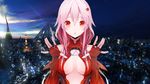  bad_id bad_pixiv_id breasts cat's_cradle daika_i derivative_work guilty_crown hair_ornament hairclip highres long_hair looking_at_viewer medium_breasts pink_hair red_eyes solo tokyo_tower yuzuriha_inori 