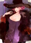  breasts earrings hat hebi_(yurari) howl_no_ugoku_shiro jewelry large_breasts nail_polish necklace pink_hair red_nails short_hair solo witch_of_the_waste 