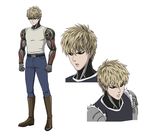  1boy black_sclera blonde_hair cyborg genos official_art one-punch_man onepunch_man simple_background solo 