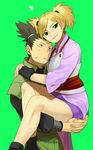  1girl black_hair blonde_hair carrying couple green_eyes hetero ki_(mxxxx) long_hair nara_shikamaru naruto naruto_(series) ponytail temari 