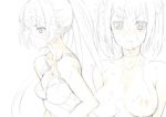  2girls breasts cleavage cum monochrome multiple_girls shin&#039;ya_(shin&#039;yanchi) shin'ya_(shin'yanchi) simple_background 