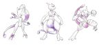  dual_persona head_tail mega_mewtwo_x mega_mewtwo_y mega_pokemon mewtwo nintendo no_humans official_style pokemon pokemon_(game) simple_background solo sugimori_ken_(style) 