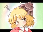  [] aki_shizuha blonde_hair crab crustacean final_fantasy final_fantasy_xi head_tilt letterboxed short_hair solo squiggle touhou yellow_eyes 