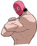  arcade_gamer_fubuki collarbone male_focus mask mr.mystery muscle sakuragasaki shirtless simple_background smiley_face solo white_background yoshizaki_mine 