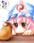  bird hairband hanakirigisu hat konpaku_youmu multiple_girls mystia_lorelei mystia_lorelei_(bird) nervous pink_hair red_eyes saigyouji_yuyuko short_hair silver_hair sweat touhou 