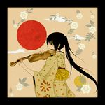  bad_id bad_pixiv_id black_hair blush cantarella_(vocaloid) instrument japanese_clothes kimono long_hair nagone_mako ponytail pug_(pixiv) solo utau very_long_hair violin vocaloid 