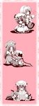  bad_id bad_pixiv_id book chibi cup flandre_scarlet hat highres hong_meiling izayoi_sakuya koakuma lace_border maid monochrome multiple_girls patchouli_knowledge pink pink_background reading remilia_scarlet saliva sleeping star teacup teapot touhou zashiki_usagi 