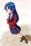  blue_hair chunpai kawashima_ami long_hair purple_eyes school_uniform solo toradora! 