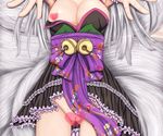  bad_id bad_pixiv_id breasts censored cleft_of_venus fox_tail long_hair lying multiple_tails nipple_slip nipples original pointless_censoring pussy silver_hair solo tail tenyoshi_(briansept) 