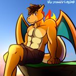  anthro charizard dragon fire lizard nintendo pok&eacute;mon pok&eacute;morph reptile scalie ventkazemaru video_games wings 