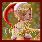  1girl ambitious_elf_jinx blonde_hair christmas gloves green_eyes hat jinx_(league_of_legends) league_of_legends pointy_ears santa_hat smile 