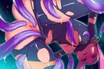  anal anemone_(eureka_seven) bodysuit breasts eureka_seven eureka_seven_(series) from_below gradient gradient_background long_hair nipples outline parted_lips pilot_suit pink_hair purple_eyes pussy skin_tight slime solo tentacle torn_clothes typo_(requiemdusk) uncensored 