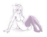  2013 anthro areola blush breasts clothed clothing crispy_flocon ear_piercing earth_pony english_text equine female hair horse larkdraws legwear long_hair looking_at_viewer mammal nipples nude piercing pointy_ears pony pussy simple_background sitting sketch smile stockings text thigh_highs white_background 
