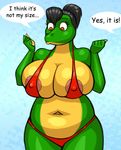  2015 anthro belly big_breasts bikini breasts chubby clothed clothing crocodile female huge_breasts hyper hyper_breasts kostos_art navel plumper reptile scalie swimsuit 