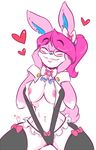  &lt;3 anthro areola blush bow breasts camel_toe eeveelution eyes_closed eyewear female fur glasses hair inner_ear_fluff nintendo nipples pcaduck peppermint_swirl pink_fur pink_hair pok&eacute;mon ponytail simple_background smile solo sylveon video_games white_background white_fur 