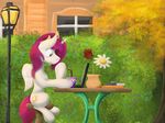  beautiful beverage blackligerth book brony bush colorful computer cub cute cutie_mark day design equine female feral flower food forest friendship_is_magic fur garden grass hair horn horse lamp laptop lighting long_hair mammal my_little_pony outside painting plant princess princess_celestia_(mlp) purple_hair royalty sitting table tree white_fur wide_eyed window young 