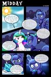  2015 comic cutie_mark dialogue duo english_text equine eyes_closed fan_character female feral friendship_is_magic fur hair horn long_hair mammal multicolored_hair my_little_pony open_mouth paper_(mlp) pillow princess_celestia_(mlp) princess_luna_(mlp) purple_eyes text unicorn vavacung white_fur winged_unicorn wings 