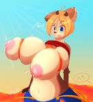  antlers big_breasts breasts cervine cosplay deer eve fangs female freckles goo grope horn inverted_nipples lactating mammal mario_bros navel nintendo nipples solo standing tiger1001 video_games 