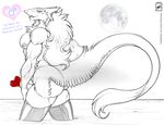  &lt;3 2015 anthro beauty_mark big_butt big_lips blush butt censored clothing crossdressing erection eyeshadow girly hair legwear lipstick long_hair looking_at_viewer makeup male monochrome moon muscular nipples partially_submerged pecs penis sergal side_view sketch smile solo thick_thighs thigh_highs walter_sache water ♂ 