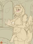  2015 animal_genitalia anthro anthrofied balls blush clothed clothing cum cum_drip dickgirl dripping equine feathered_wings feathers fluttershy_(mlp) friendship_is_magic hair hi_res holding horsecock inside intersex legwear long_hair maid_uniform mammal my_little_pony pegasus penis phathusa smile solo teacup teapot thigh_highs vein wings 