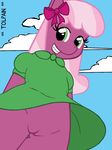  anthro anthrofied braces cheerilee_(mlp) clothed clothing dress earth_pony equine female friendship_is_magic fur green_eyes hair horse low-angle_shot mammal multicolored_hair my_little_pony pony purple_fur pussy skirt smile solo teeth tolpain two_tone_hair upskirt 