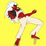  claws female gold_(metal) gold_tooth humanoid not_furry simple_background solo tartaurus tengu youkai 