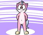  anthro cat cub equine feline female flat_chested fur hair horn hybrid lego looking_at_viewer mammal nipples pink_fur pussy sasukex125 simple_background smile solo the_lego_movie unicorn unikitty young 